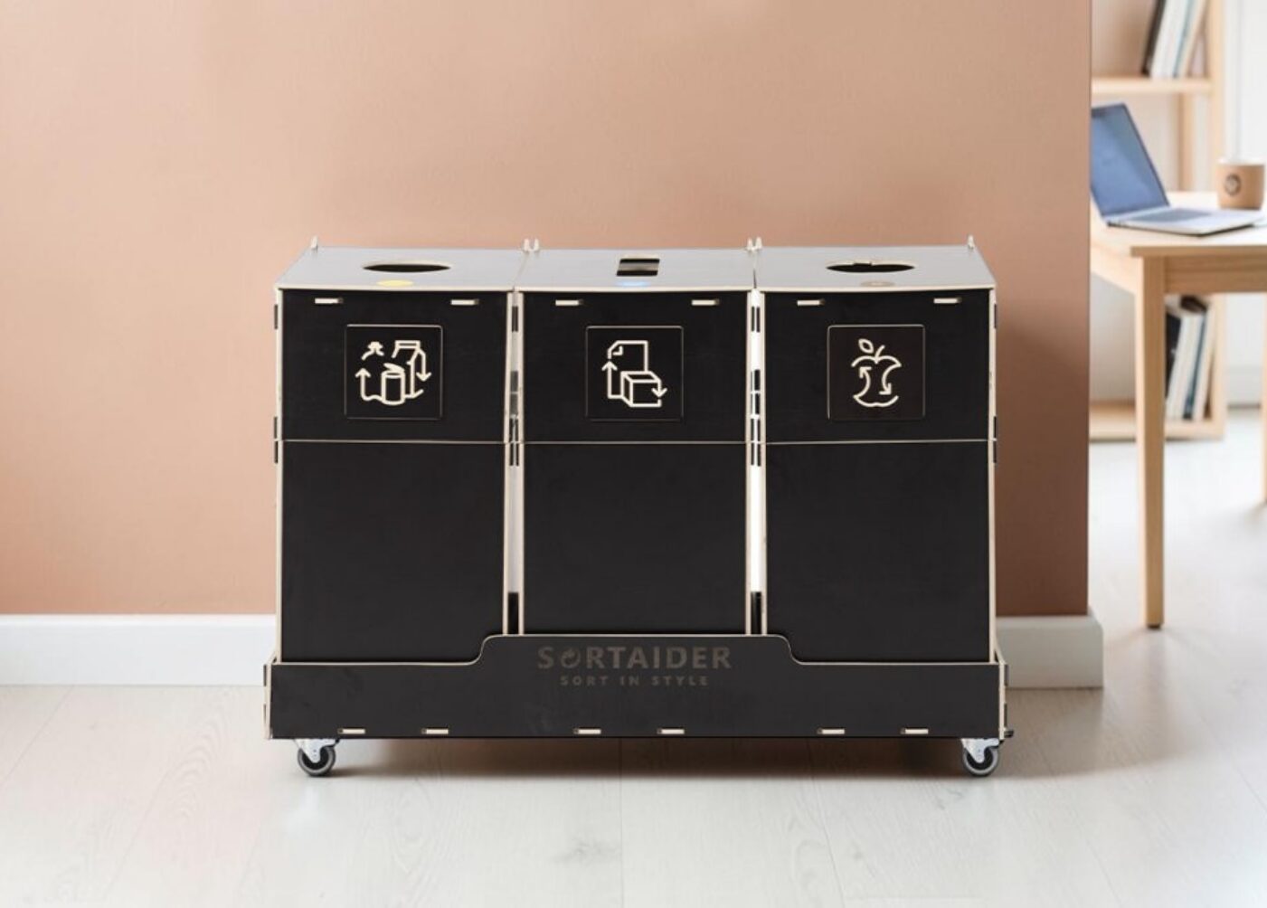 Home Office Recycling Bin for Waste Sorting in home offices, private workspaces and remote working environments.