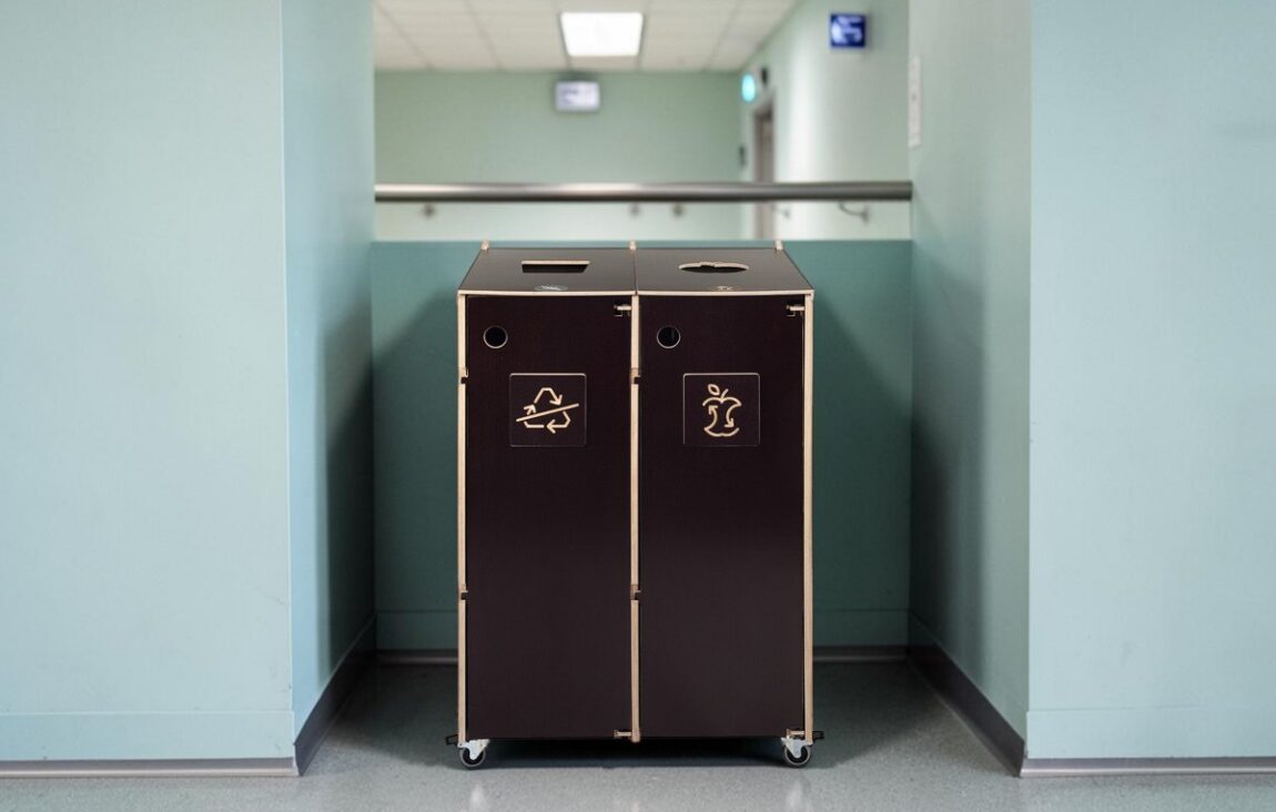 Hospital Corridor Recycling Bin for Waste Sorting in hospital corridors, healthcare centres and medical facilities.