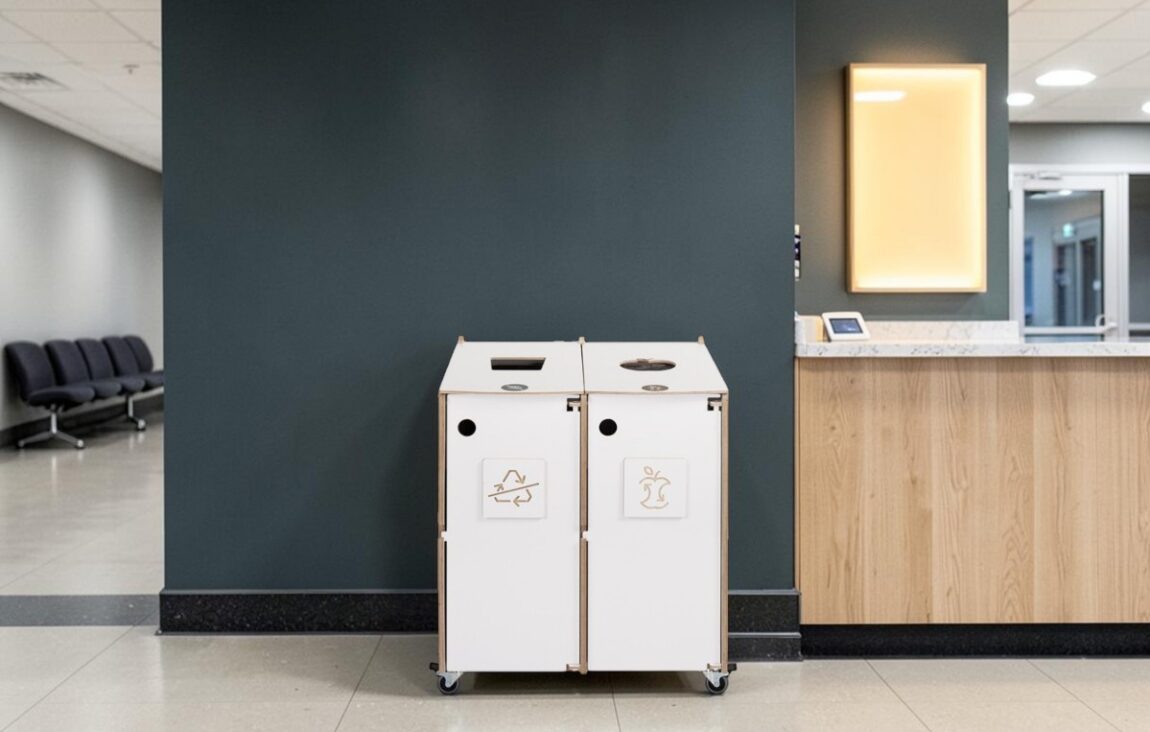 Hospital Reception Recycling Bin for Waste Sorting in hospital reception areas, admission desks and healthcare facilities.