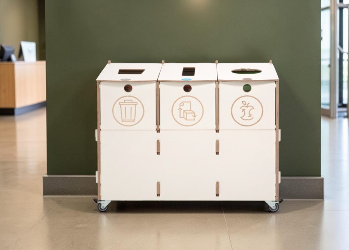 Hotel Lobby Recycling Bin for Waste Sorting in hotel lobbies and reception areas.