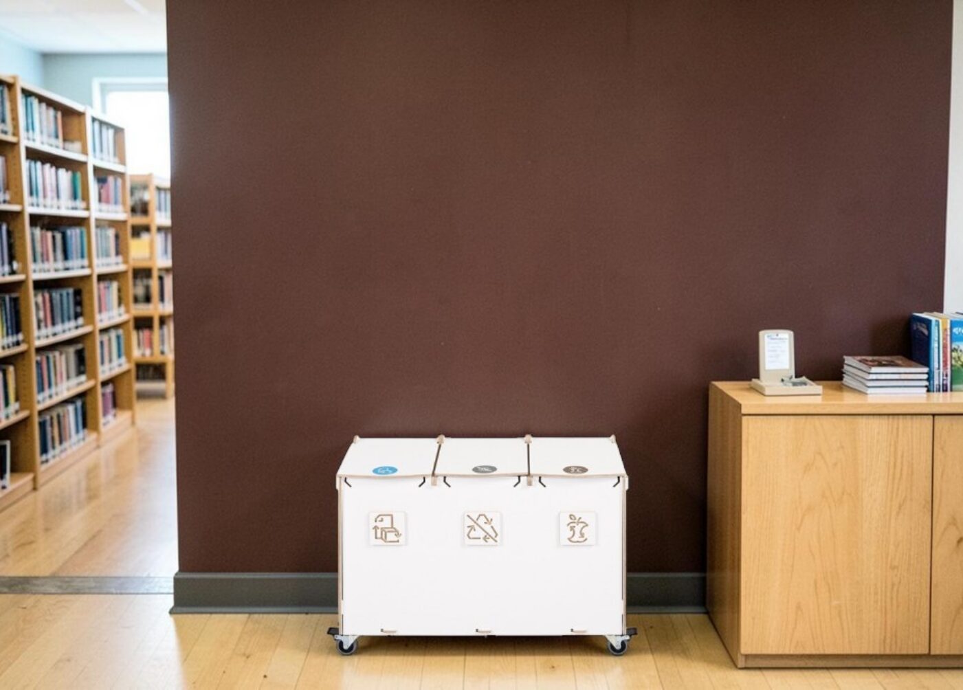 Library Recycling Bin for Waste Sorting in libraries, reading rooms and educational learning spaces.