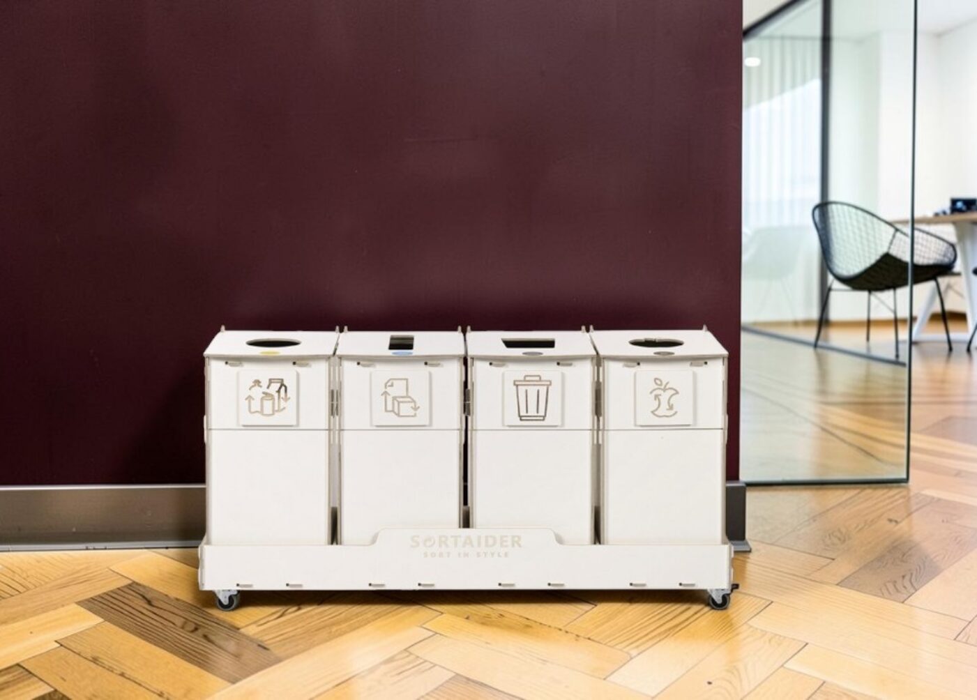 Meeting Room Recycling Bin for Waste Sorting in meeting rooms, conference rooms and collaboration spaces.