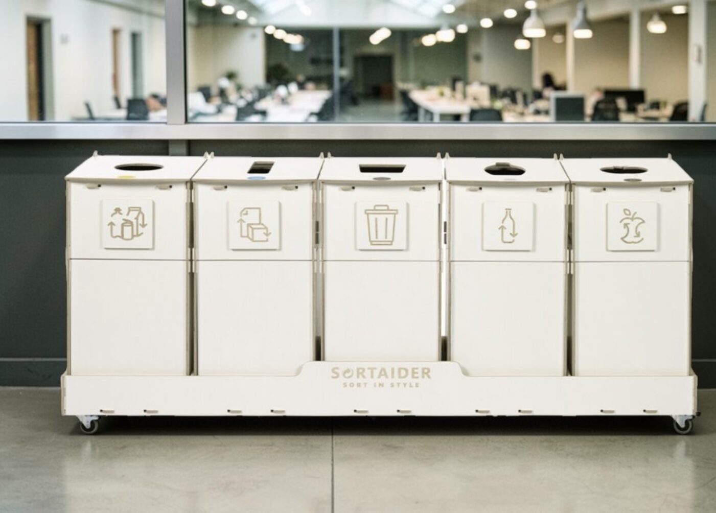 Modern Office Recycling Bin for Waste Sorting in modern offices, flexible workplaces and contemporary business spaces.