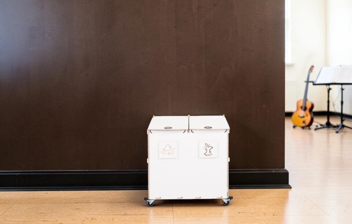 Music Room Recycling Bin for Waste Sorting in music rooms, rehearsal spaces and school music departments.