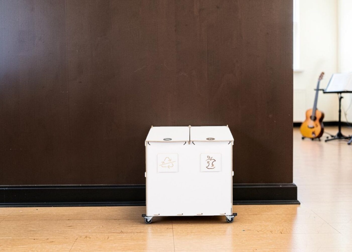 Music Room Recycling Bin for Waste Sorting in music rooms, rehearsal spaces and school music departments.