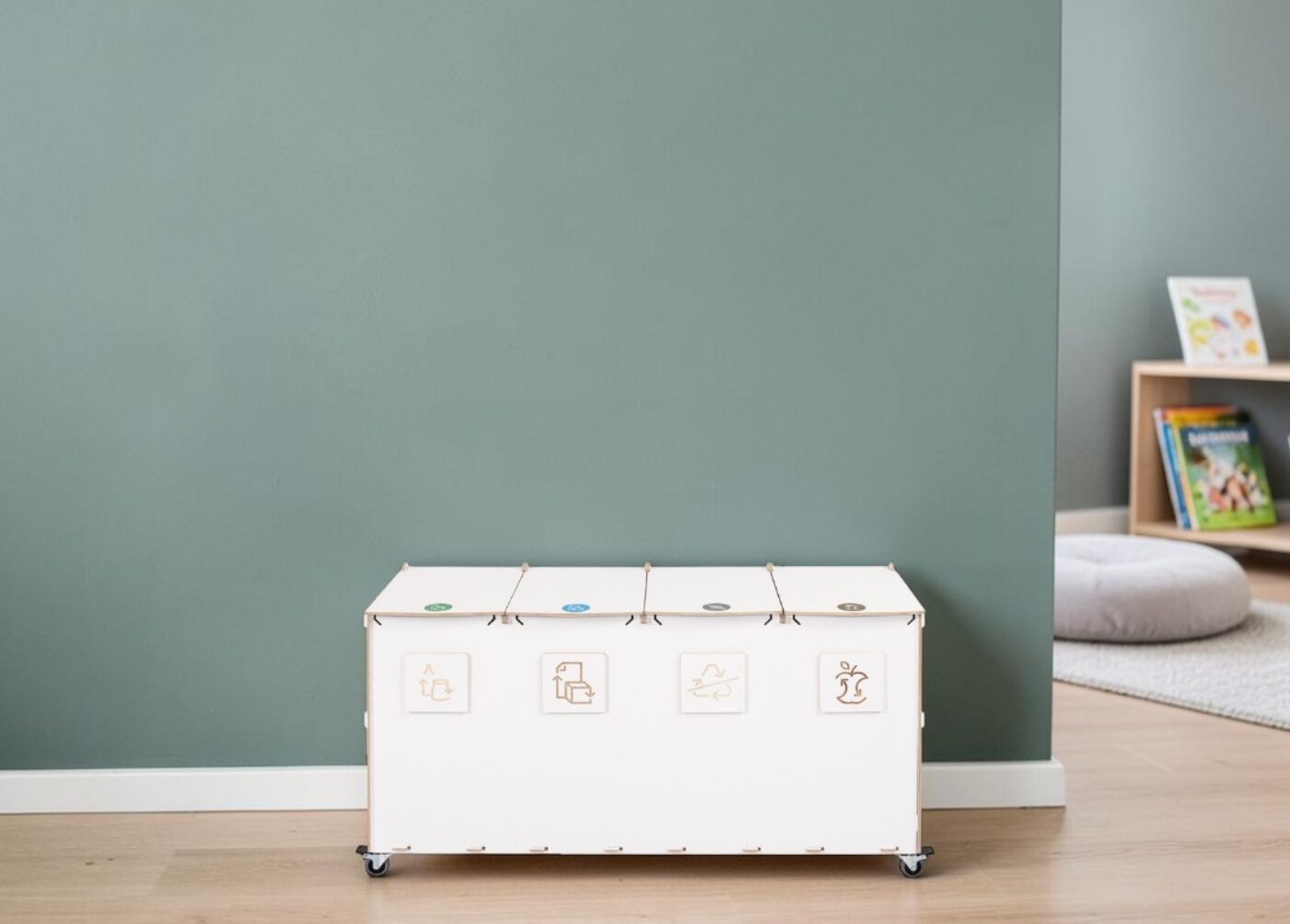 Nursery Room Recycling Bin for Waste Sorting in nursery rooms, early learning spaces and childcare facilities.