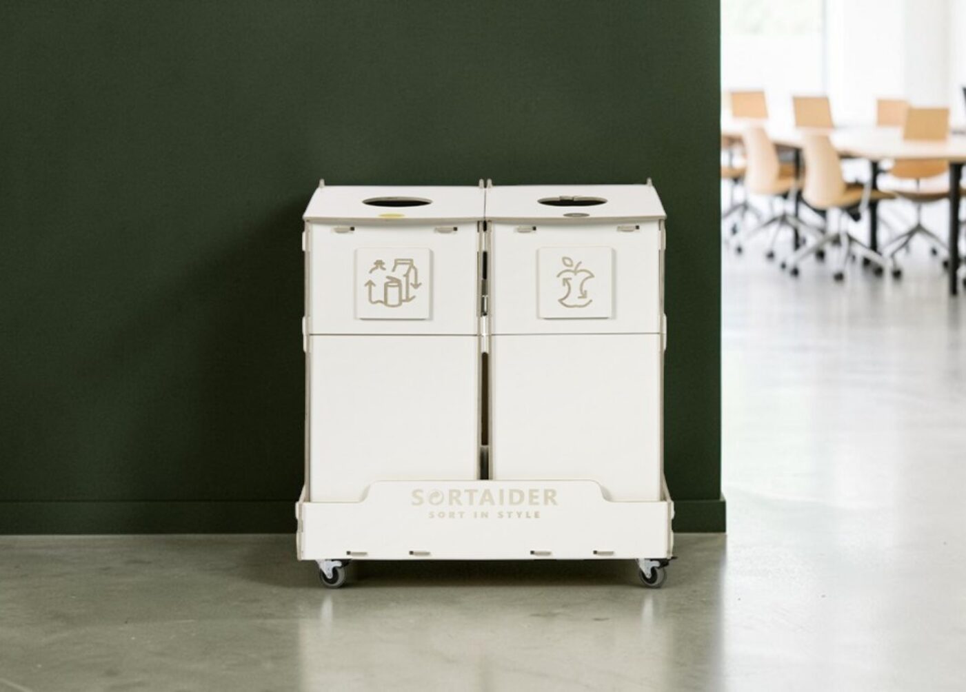 Open-Plan Office Recycling Bin for Waste Sorting in open-plan offices, collaborative workspaces and shared offices.