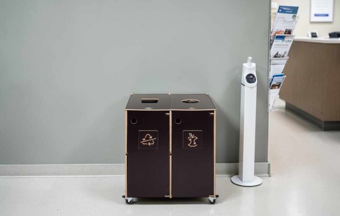 Patient Waiting Area Recycling Bin for Waste Sorting in healthcare waiting areas, clinics and hospital reception spaces.