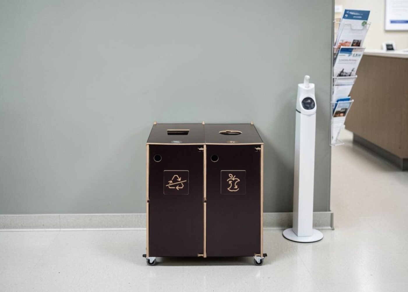 Patient Waiting Area Recycling Bin for Waste Sorting in healthcare waiting areas, clinics and hospital reception spaces.
