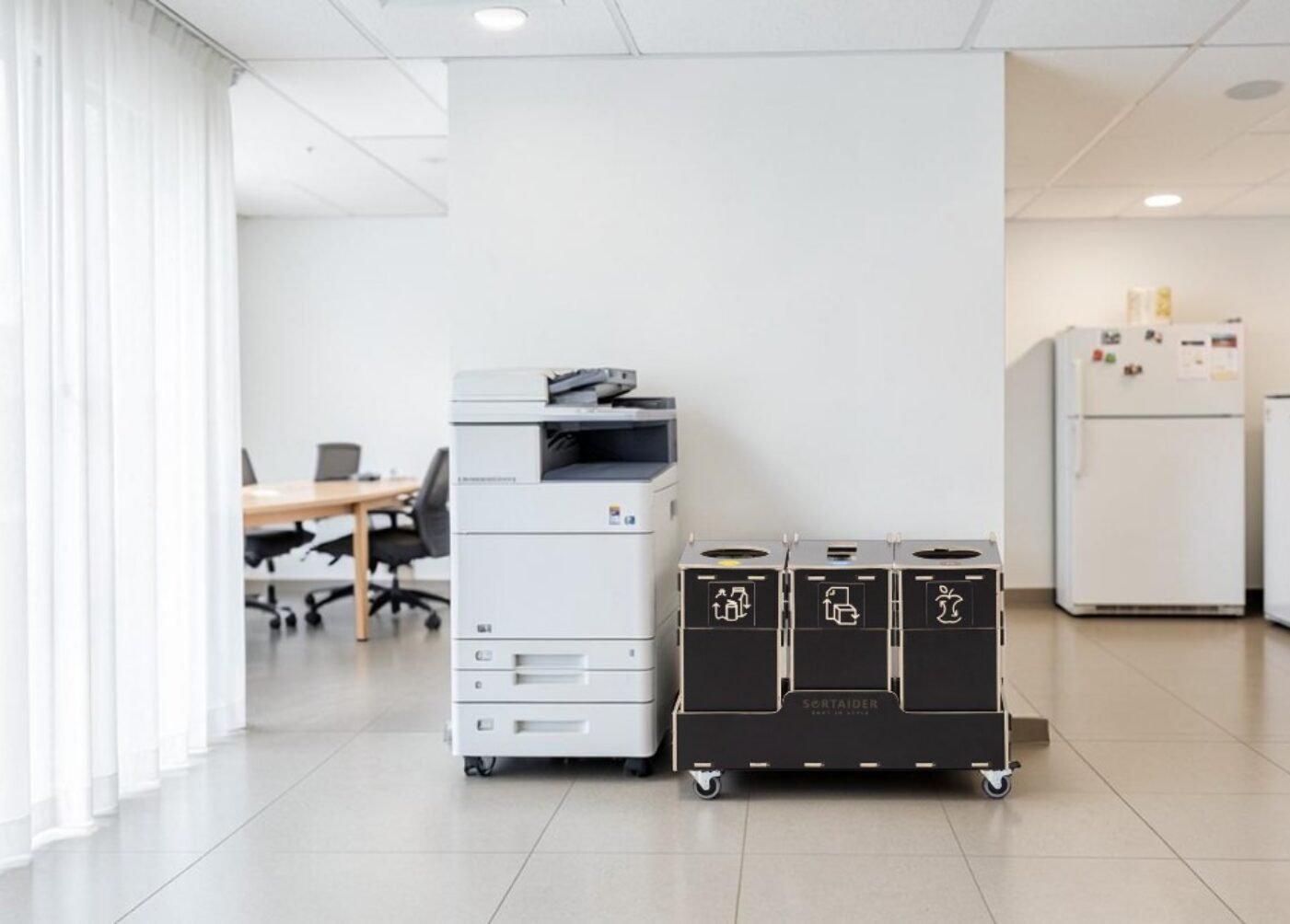 Printer Room Recycling Bin for efficient waste sorting in printer rooms, copy areas and document processing spaces.