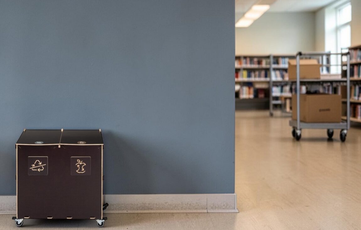 School Library Recycling Bin for Waste Sorting in school libraries, reading areas and educational facilities.