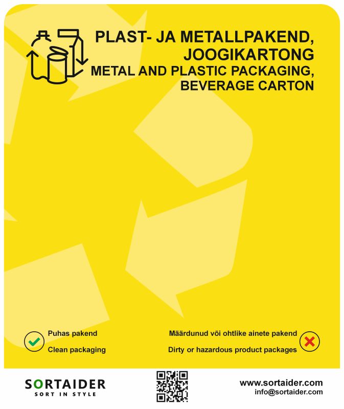 Sorteerimisjuhend - plast- ja metallpakend, joogikartong
