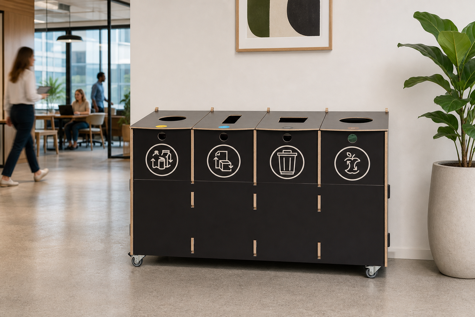 Color-coded sorting bins
