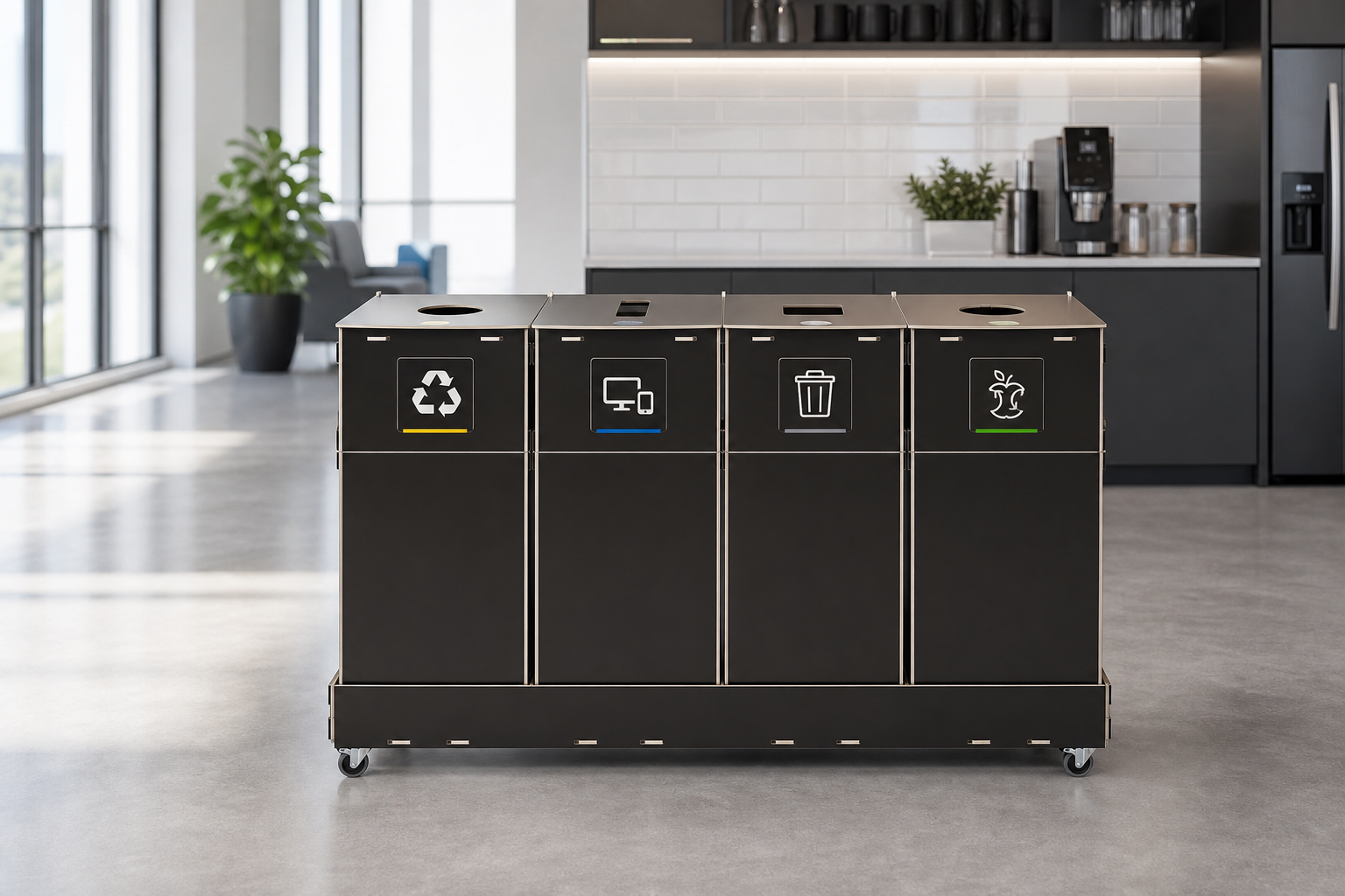 Modular office recycling bins
