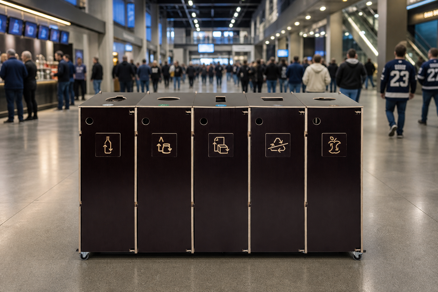 Punkt recyklingu o dużej pojemności na arenie