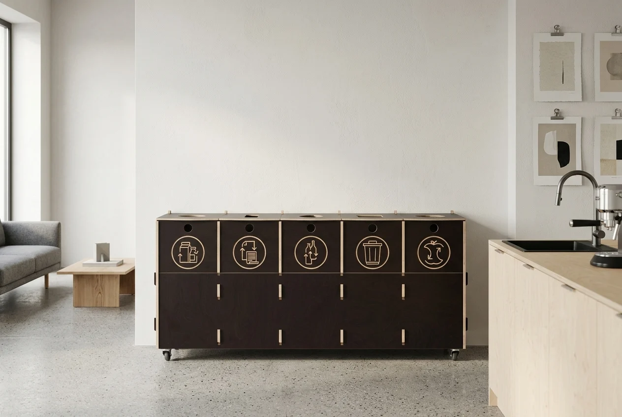Punkt recyklingu ze sklejki brzozowej