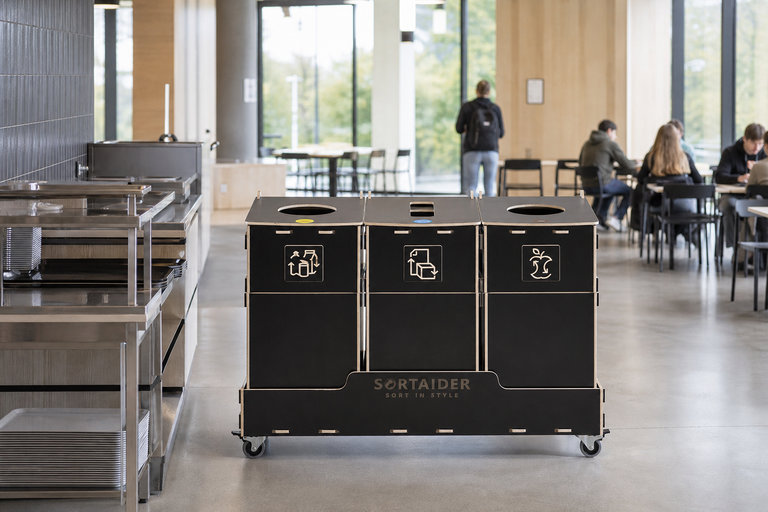 Punkt segregacji odpadów w stołówce