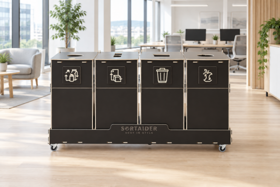 Plywood recycling station in office